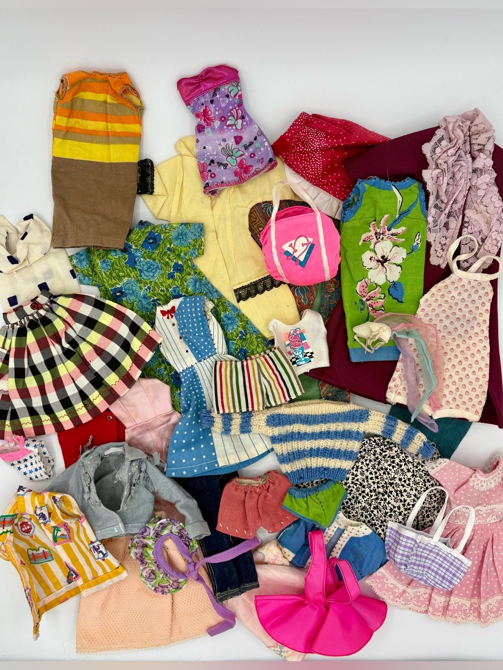 VINTAGE 60’s-70’s Barbie and Handmade Doll Clothes Mixed Lot Retro LOT OF 35
